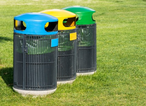 Recycling bins and waste management initiatives in London