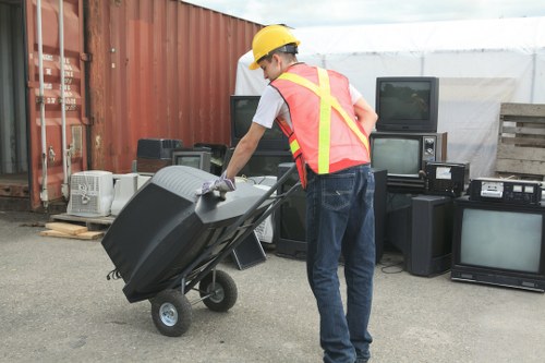 Professional furniture disposal team at work